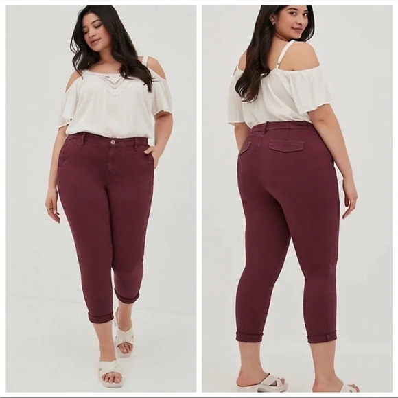 NWT TORRID Stretch Cropped Twill Chino Pant - Picture 1 of 14